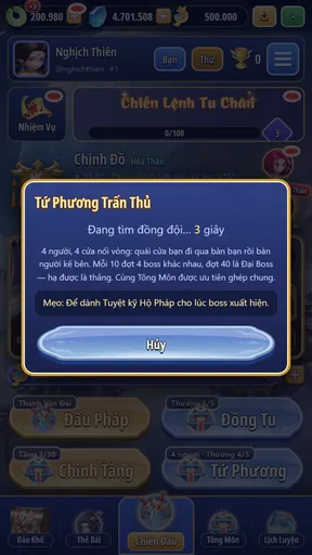 Đang tìm đồng đội Tứ Phương Trấn Thủ