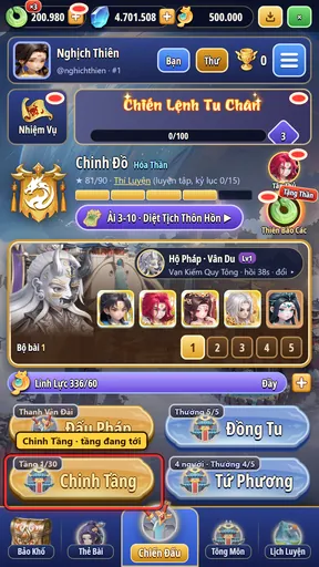 Ô Chinh Tầng ở màn chính