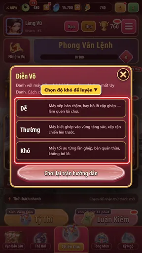 Diễn Võ: 3 mức Dễ, Thường, Khó