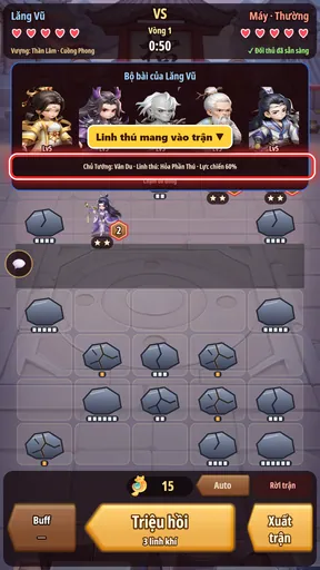 Trong trận: chạm tên để xem linh thú đang mang