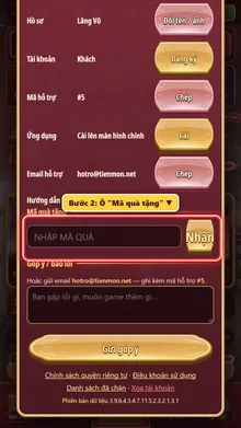 Bước 2: kéo xuống ô Mã quà tặng